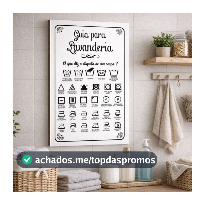 Quadro Decorativo Para Lavanderia - Guia De Lavanderia com Instruções Decoração