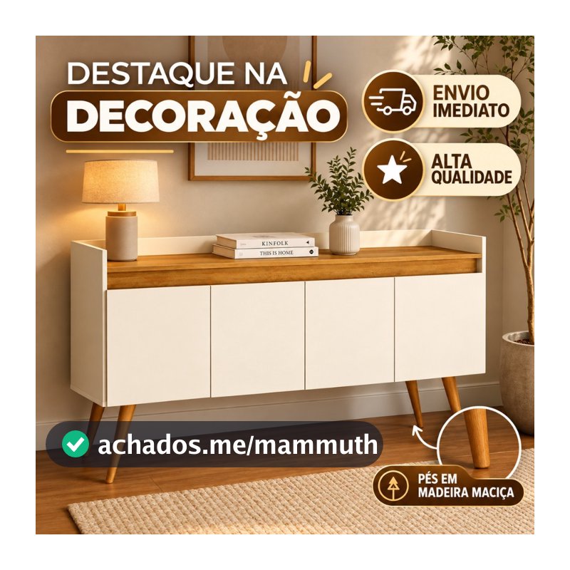 Aparador Buffet Retrô Pés Palito Em Madeira Maciça Esplanada Cantinho Do Café Recepção 2,3,4 Portas
