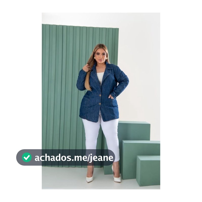 Blazer Feminino Jeans Leve Plus Size Blusa Manga Longa Social