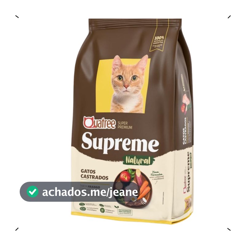 RAÇÃO QUATREE SUPREME GATO CASTRADO FRANGO 10KG