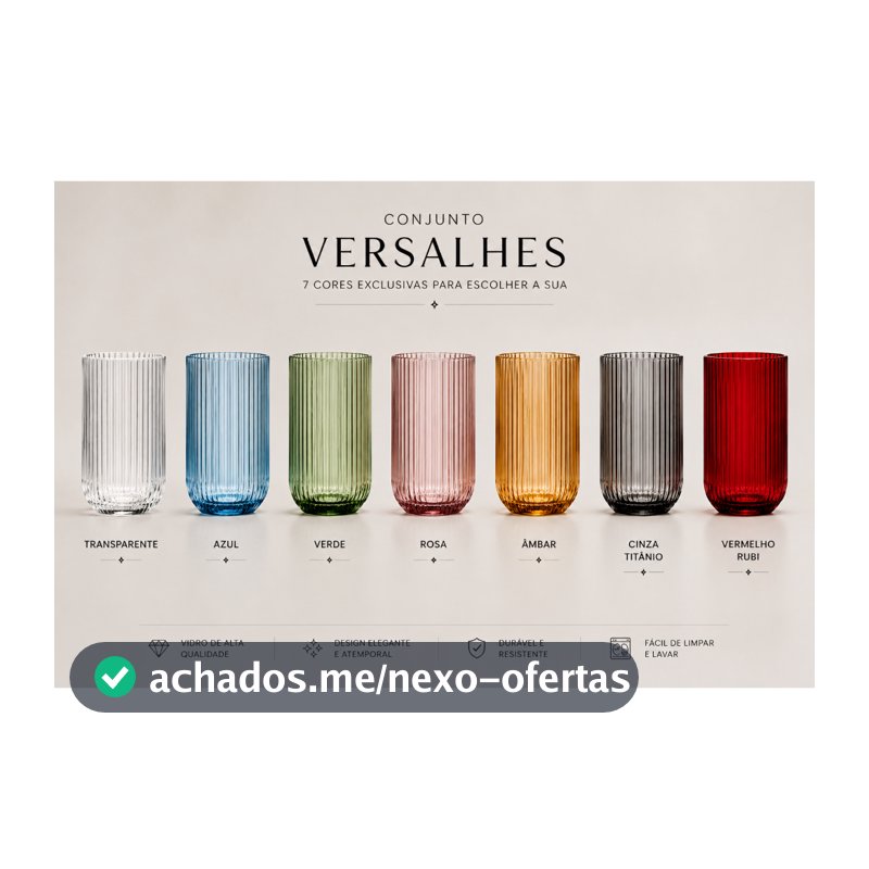 Jogo com 6 Copos De Vidro 460ml Versalhes Canelado