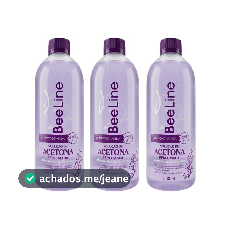 Kit Removedor De Esmalte A Base De Acetona Perfumada Bee Line 500ml 3 unidades