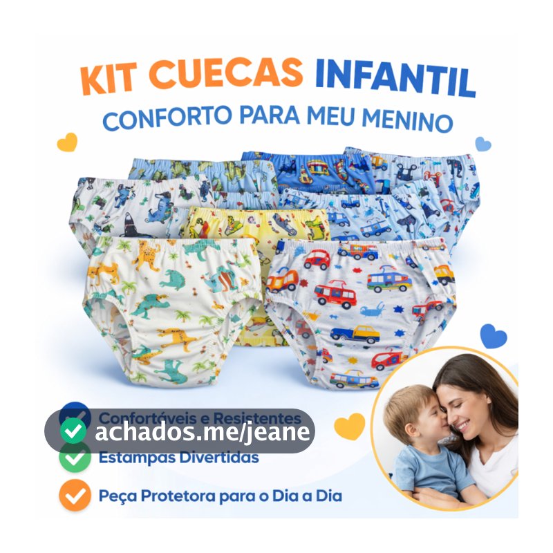 kit Cueca Infantil Menino Malha Fria Confortável Estampadas Macias Não Aperta forro 100% Algodão
