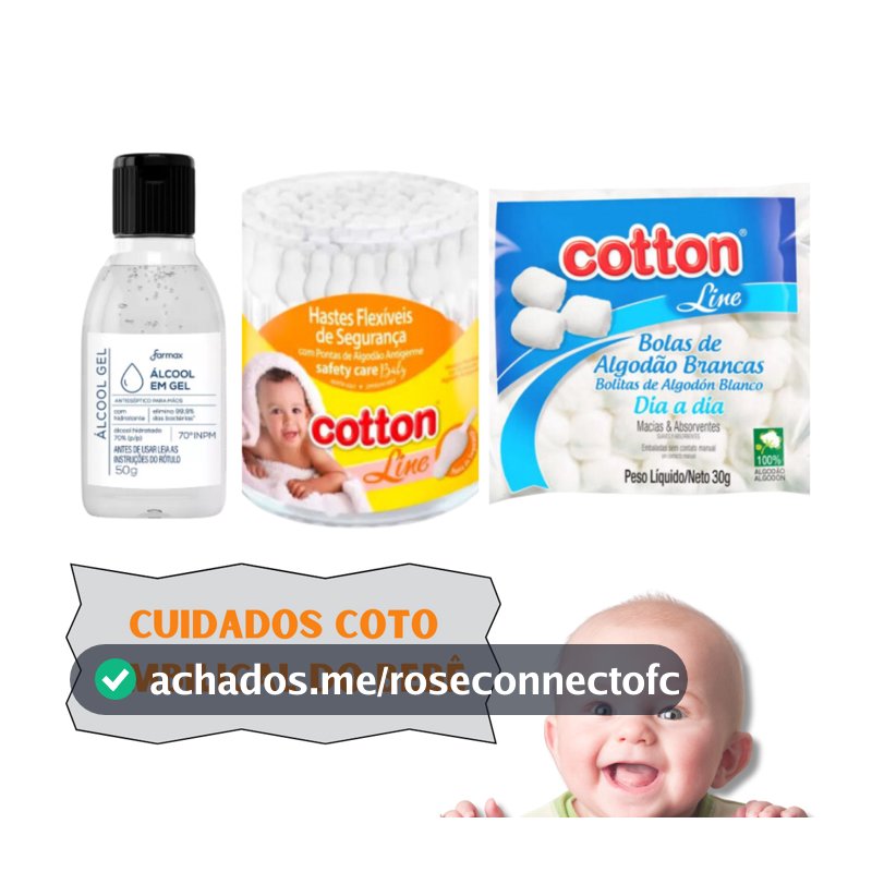 Kit Higiene Cuidado Bebe Recem Nascido Essencial 3 Produtos Cotonete Baby Algodão