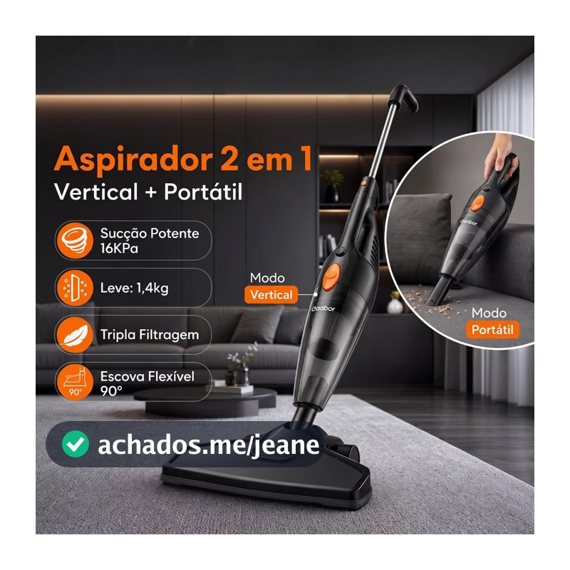 Gaabor Aspirador 2 em 1 127V 1000W 16000Pa Sucção Forte Com Haste Dust Off Portátil GVCW M15A