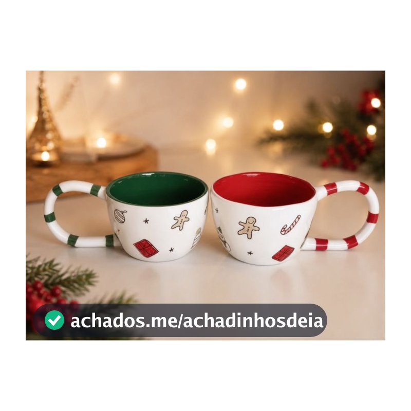 Caneca De Porcelana 300 ML Designer Xícara Gingerbread Biscoito de Natal