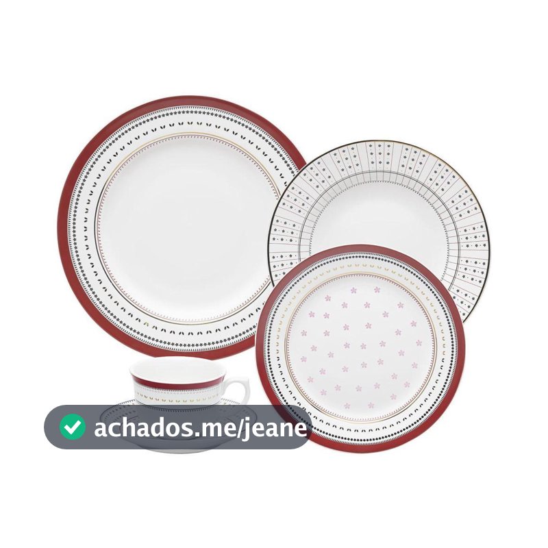 Aparelho de Jantar e Chá 30 Peças Oxford Flamingo Lafayette