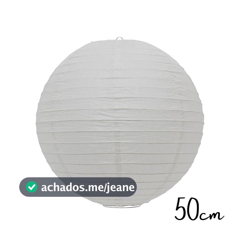 Luminária Oriental Japonesa Lanterna Balão Tyotin Decoração Papel 50 cm Branca