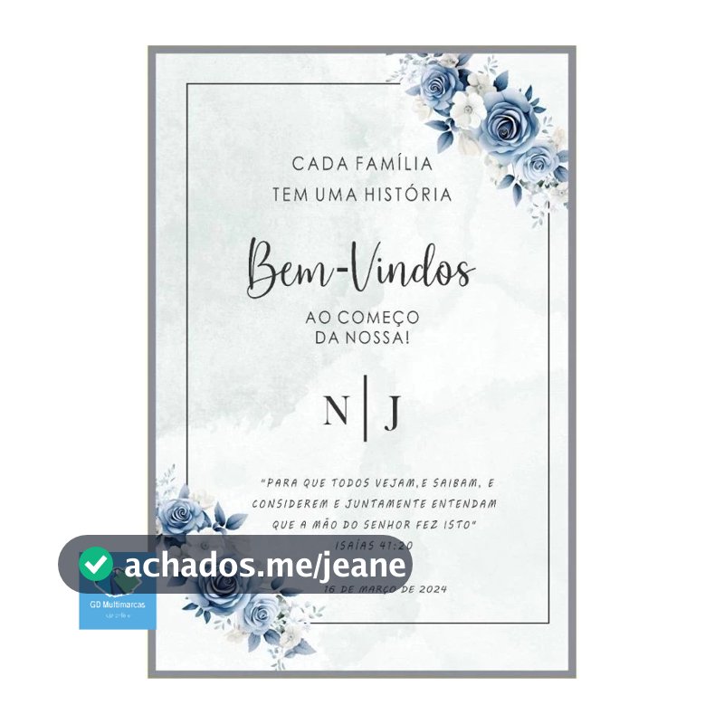 Placa Quadro Casamento Bem Vindos Flores Azul Moderna Personalizada