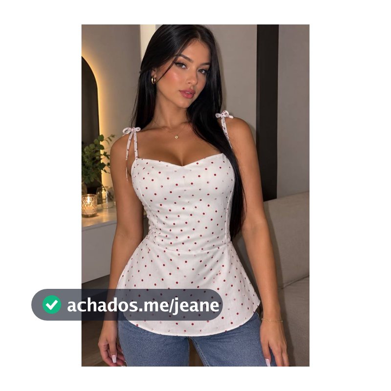 Blusa  Peplum com Estampa de Cerejinhas e Lastex nas Costas