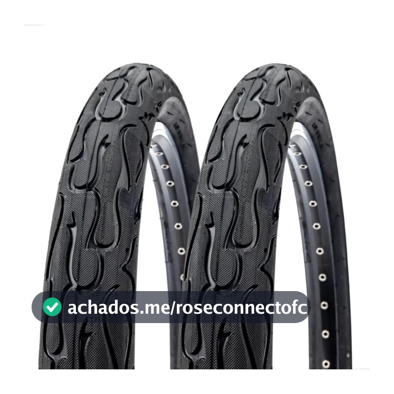 Par Pneu Paco Fire Aro 26 X 2.125 Slick Flame P/ Bike Preto