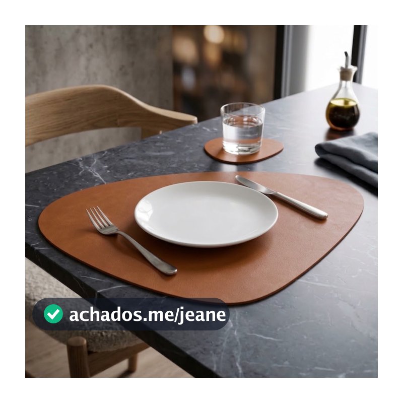 Jogo Americano Caramelo Mesa Posta Couro Sousplat Impermeável Porta Copo Cozinha Jantar Restaurante Decoração Kit
