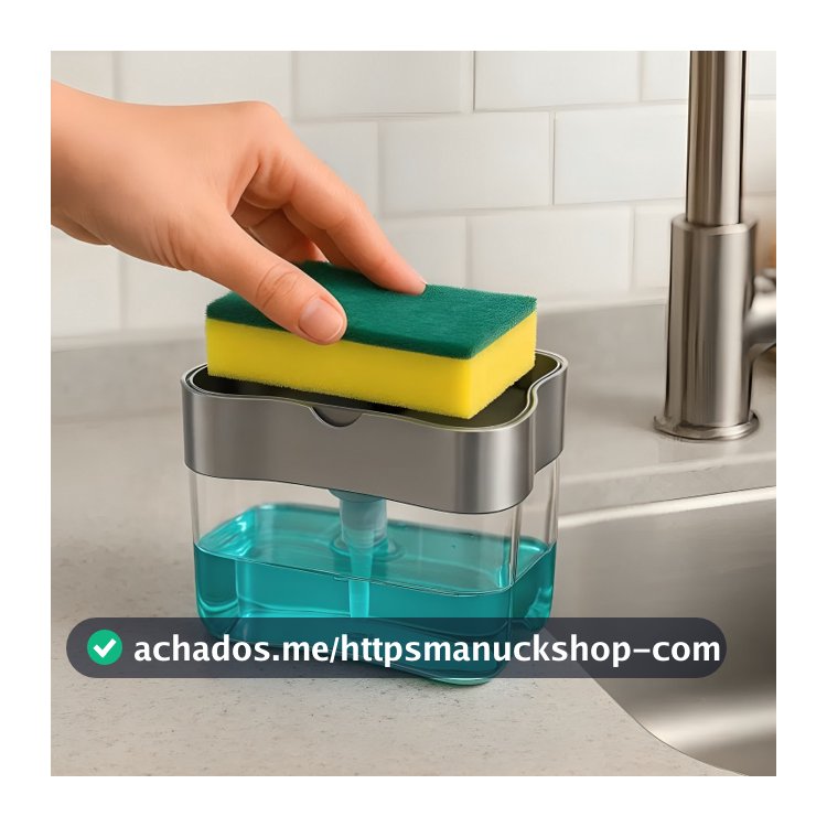 Dispense Sabão Porta Detergente 2 em 1 Suporte Bucha Esponja Limpa Cozinha Limpeza Sabão Com Esponja