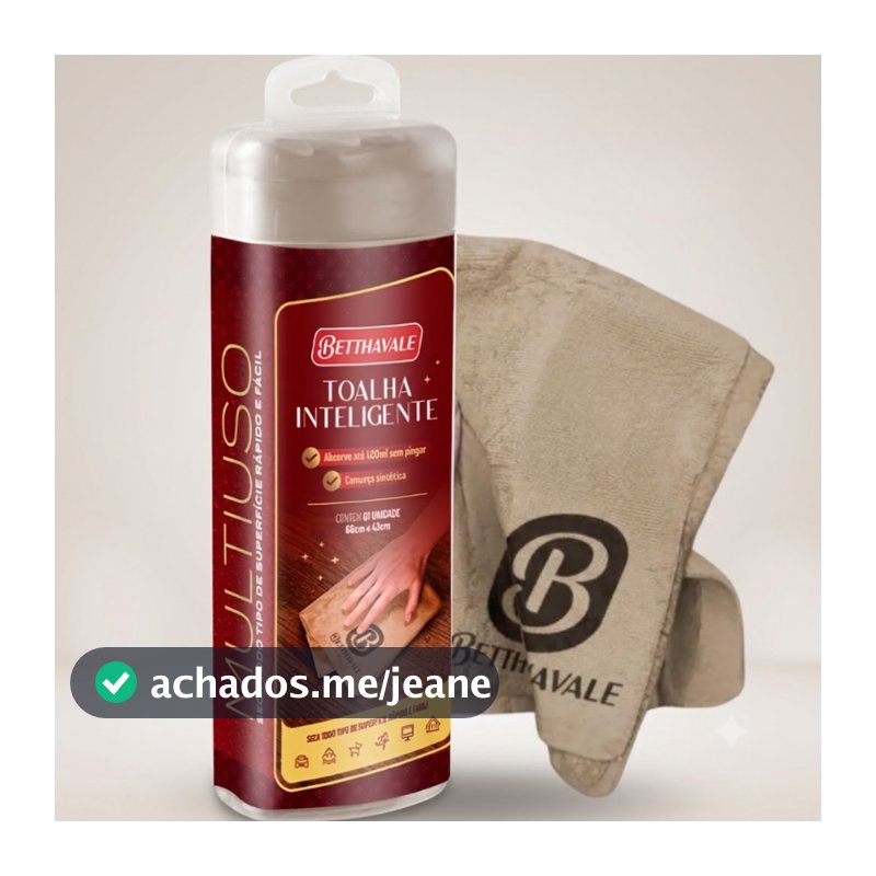 Toalha Mágica Automotiva Original Absorve Água Limpa e Seca Carro Betthavale