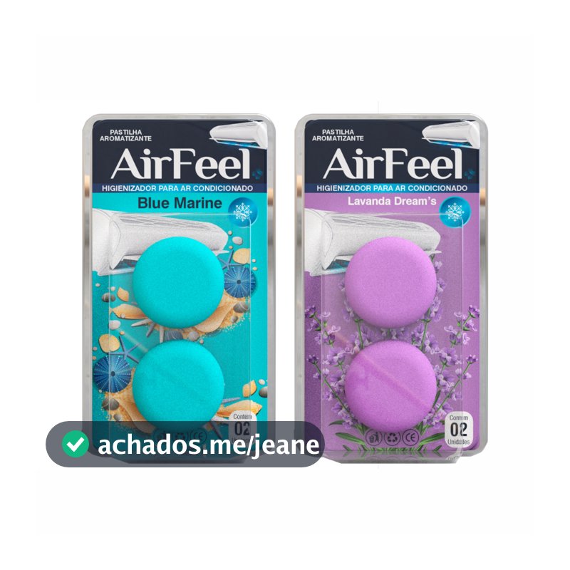 02 Kits c/ 02 Pastilhas Aromatizante Ar Condicionado Airfeel - Blue Marine + Lavanda Dreams