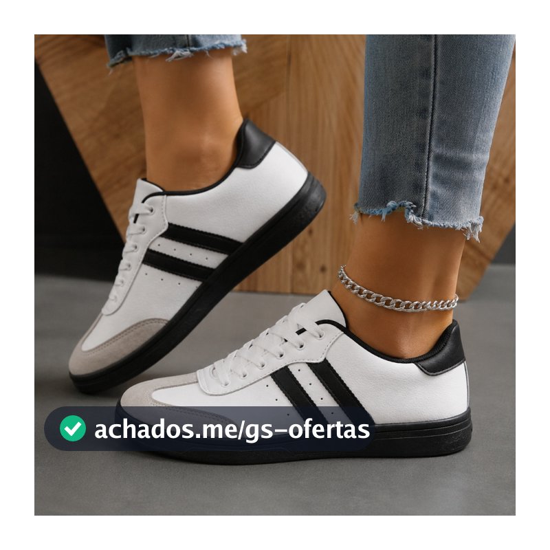 Tenis Feminino Casual Sola Reta Elegante Confortavel Retro Vintage