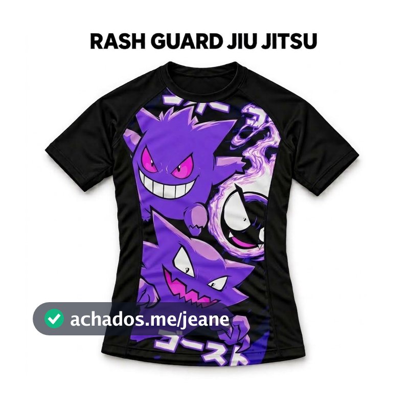 Camiseta Rashguard Térmica de compressão Jiu Jitsu Pokemons Anime Manga Curta No-Gi MMA UV60+ Unissex Grappling