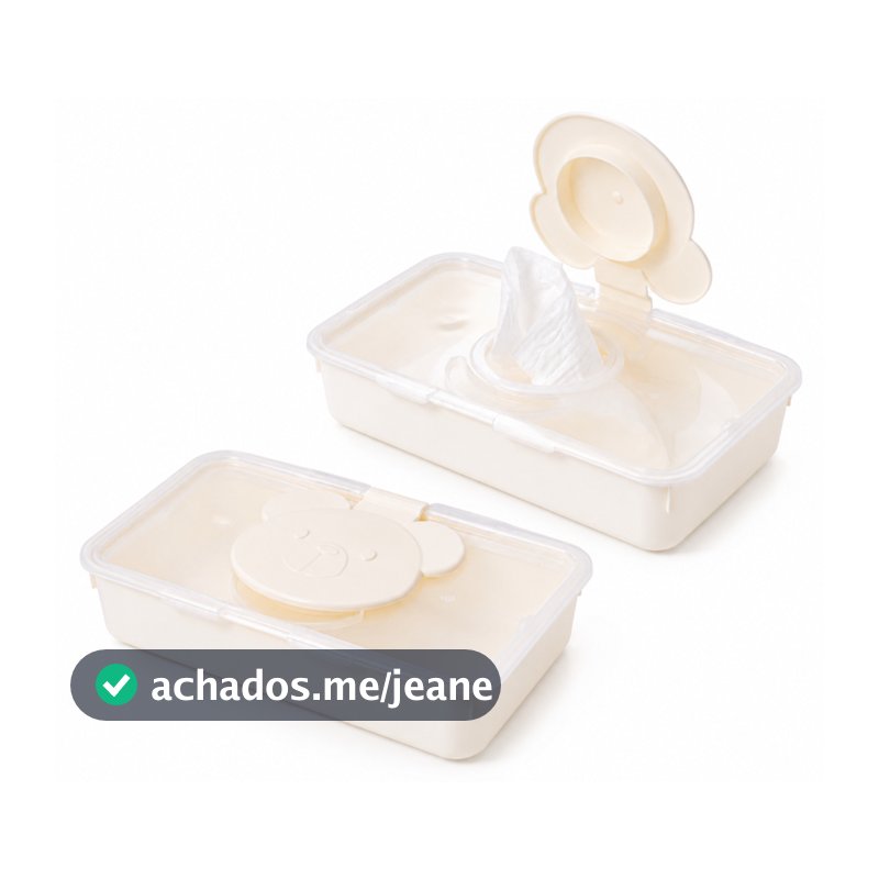Porta Lenços Umedecidos Ursinho Bege Porta Lencinhos Bebê Organização Bolsa Maternidade Higiene Plastico Plasútil