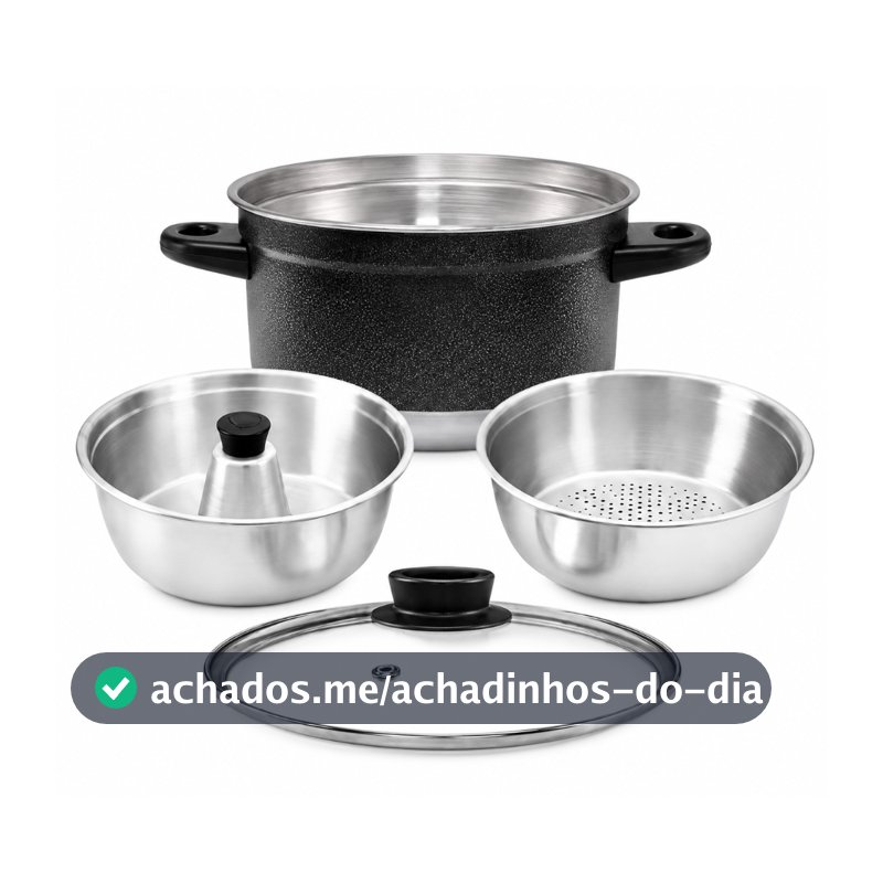 Panela Multiuso 3 em 1 Alumínio | Cuscuzeira + Forma de Pudim + Vapor Legumes
