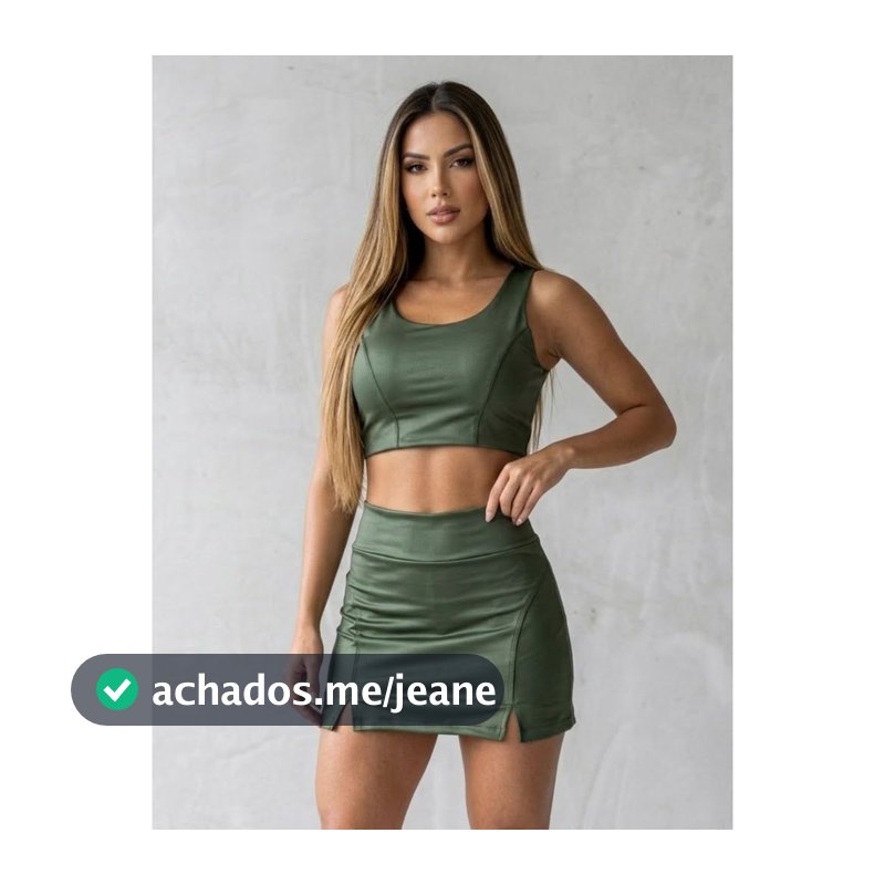 Conjunto Feminino 2 Peças - Kit Saia E Cropped Curto Justo Com Fenda Lateral Blogueira Gringa Tendência Premium Suplex