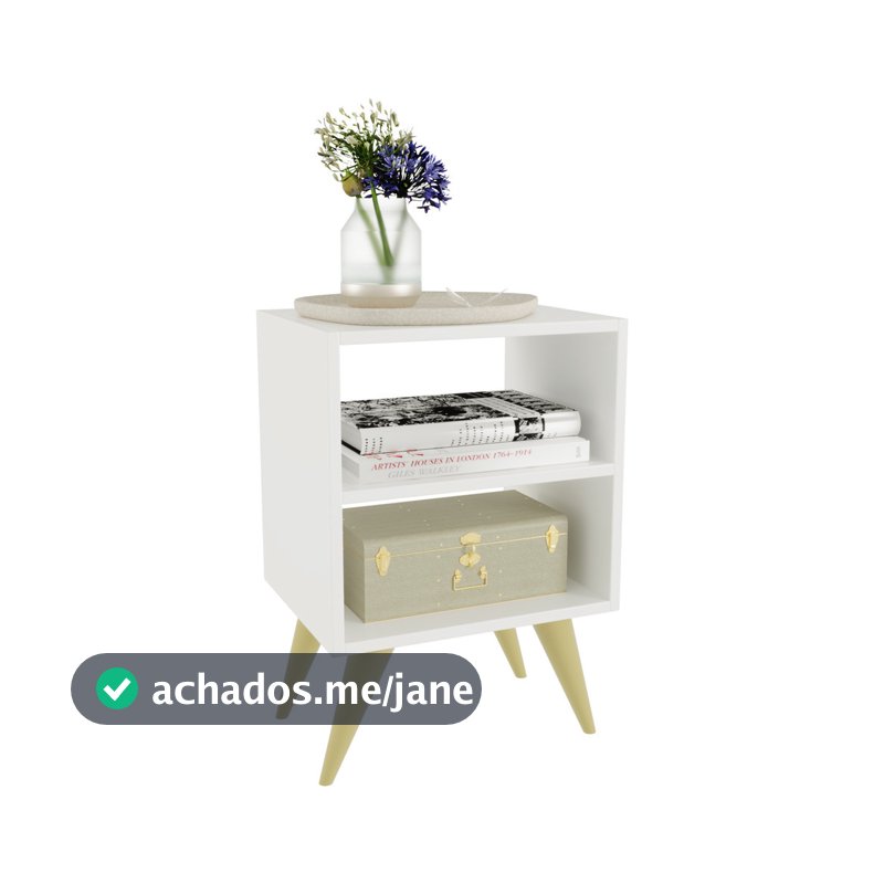 Mesa de Cabeceira Retrô Compacta com Nicho para Quarto Sala Casal ou Solteiro Palma