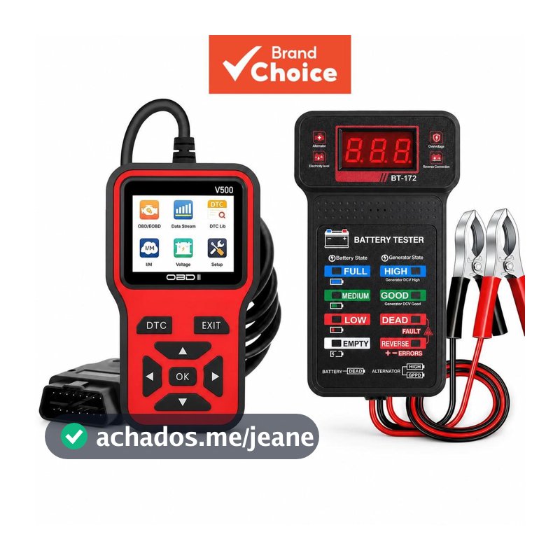 Leitor De Código Obdii V500 + Analisador De Bateria Bt172 2 Em 1 Kit De Ferramentas De Diagnóstico De Carro Scanner De M