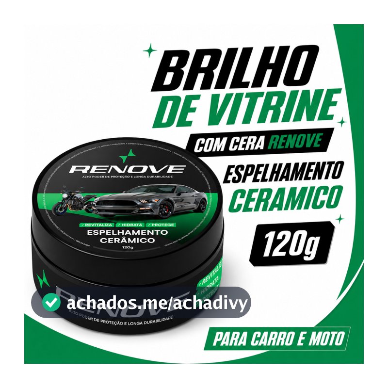 Cera Carnaúba Automotiva Renove 120g - Brilho Profundo, Toque Liso e Repelência à Água