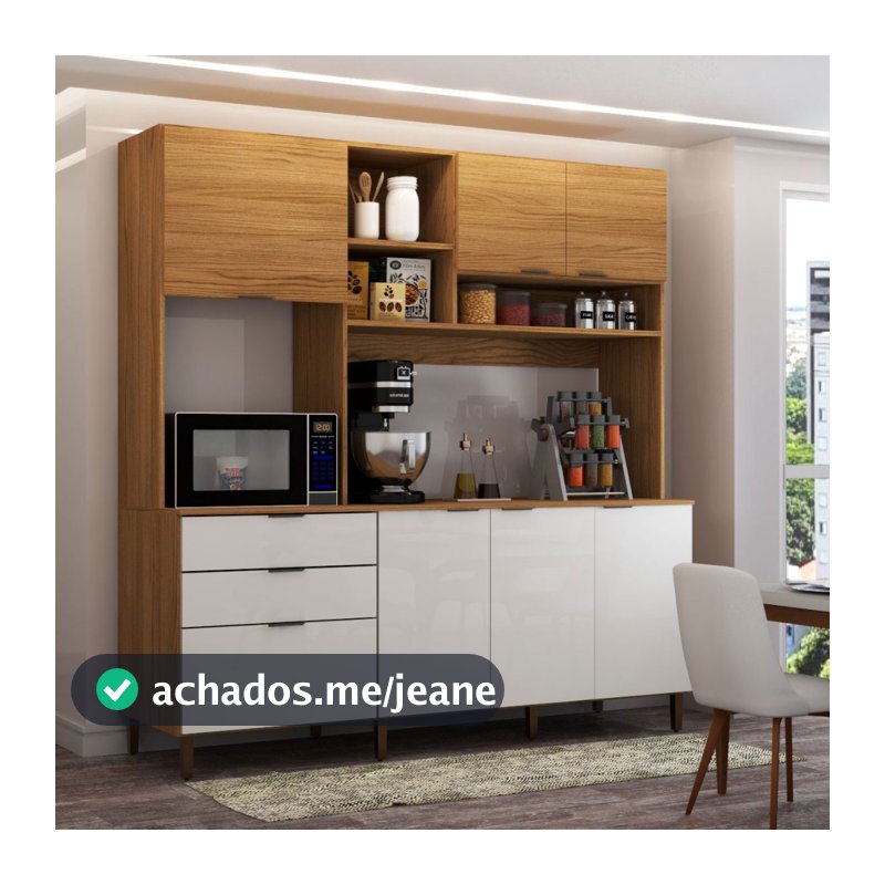 Cozinha Compacta Solaris 7 Portas 2 Gavetas Cinamomo/Off White - Panorama Móveis