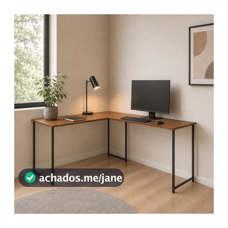 Mesa Escrivaninha em L Estilo Industrial Estudo e Home Office KLM Store