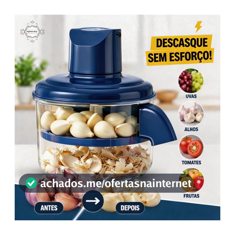 Descascador Elétrico Multifuncional Recarregável para Frutas Legumes Uvas Alho e Tomate