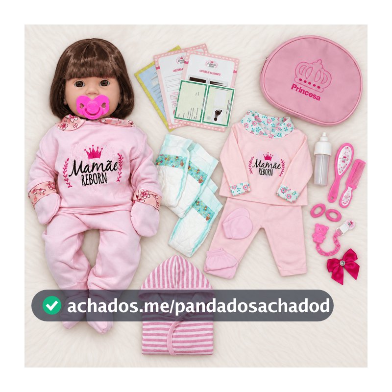 Kit Boneca Bebê Reborn 45cm Corpo Inteiro em Vinil com Bolsa Fraldas Mamadeira Chupeta e Enxoval