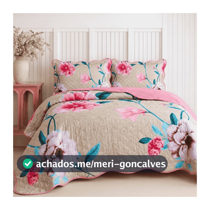 Kit Cobre Leito Colcha Solteiro Casal Queen King Bouti Dupla Face C Porta Travesseiro Aba Americana