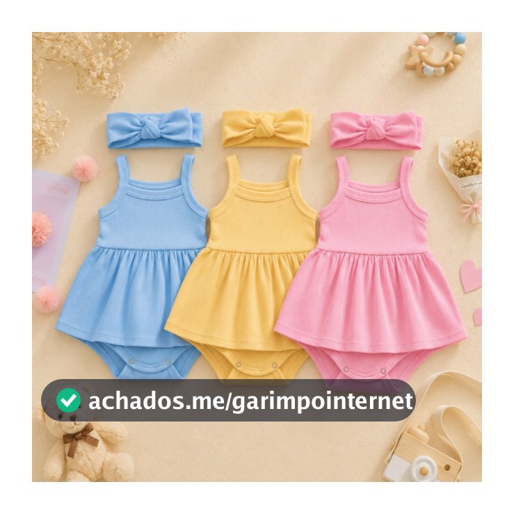 Macacão Vestido Canelado Conjunto Laço Fofo Body Tapa Fralda Conforto