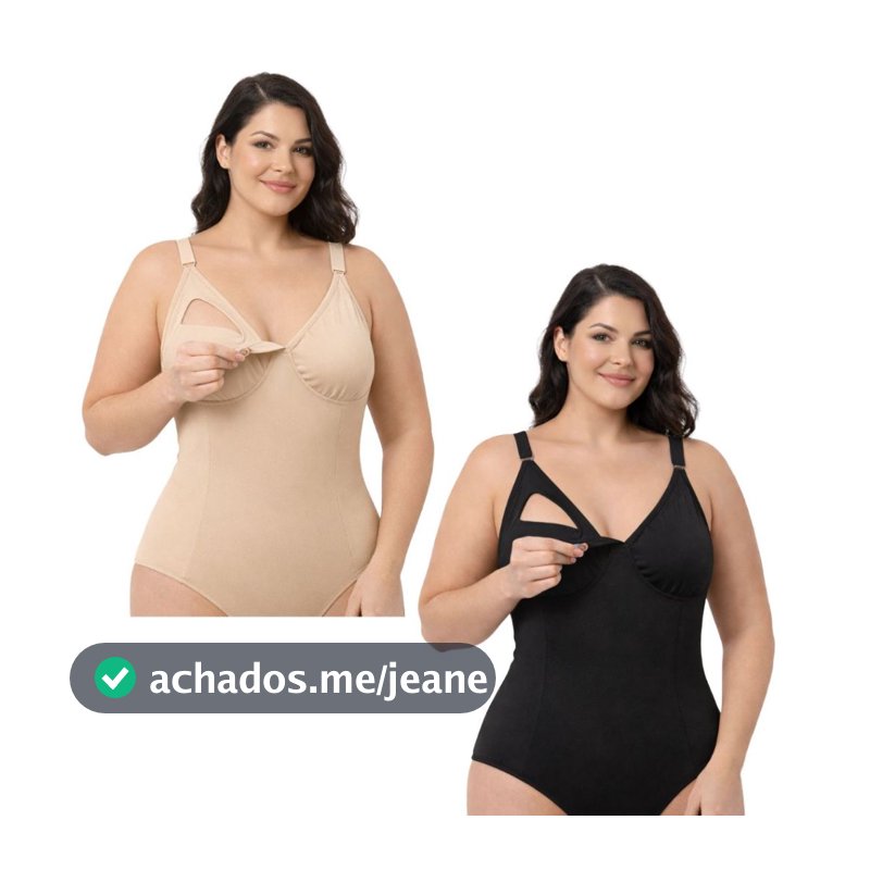 Kit 2 Body Amamentação Modelador Redutor Aperta Barriga Plus Size Segunda Pele Suplex Sem Bojo Feminino