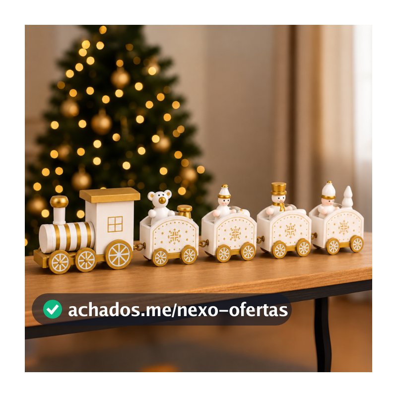 Trenzinho Locomotiva Enfeite de Natal Hf Madeira Decorativo Papai Noel Natal