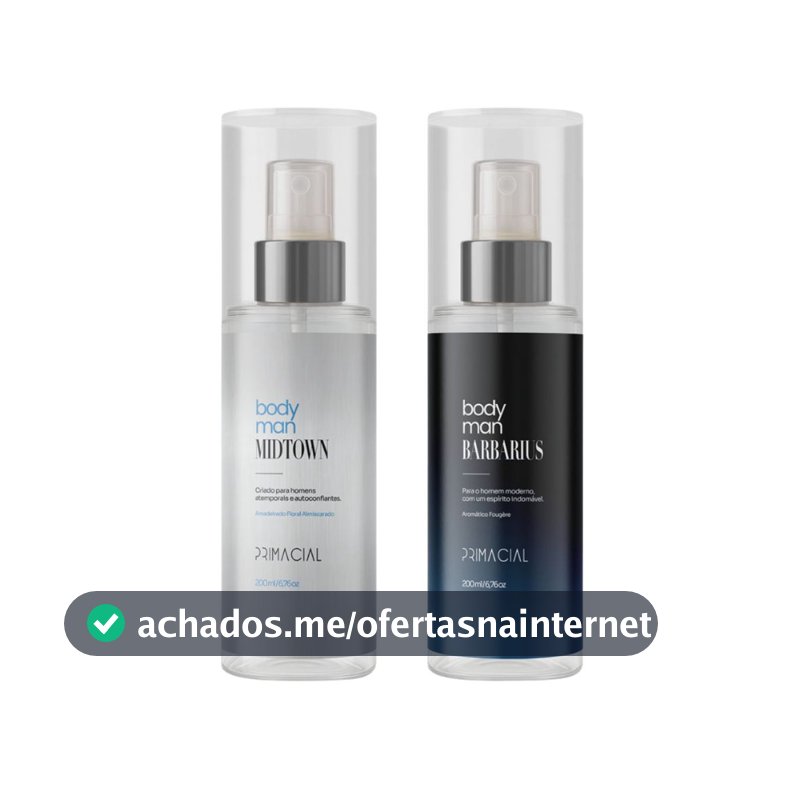 KIT BODY SPLASH MASCULINO BARBARIUS E MIDTOWN 200ML - PRIMACIAL PERFUME FRESCO AMADEIRADO
