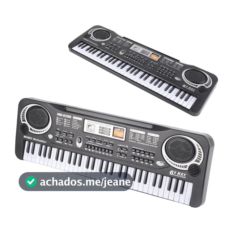 Brinquedo Teclado Piano  Elétrico Infantil De 61 Teclas Com Microfone E Fonte