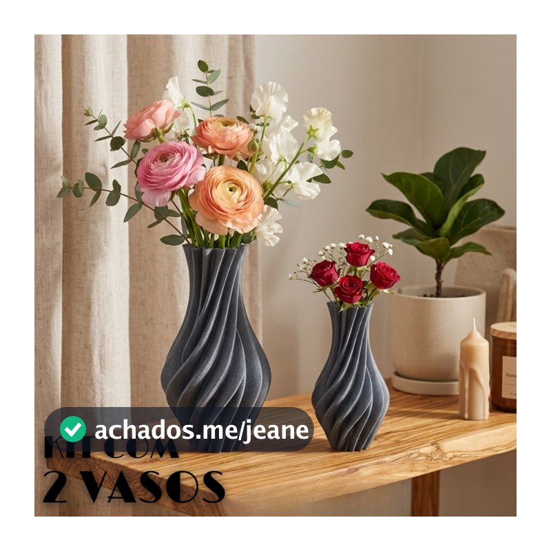 Kit 2 Vasos Decorativos Espiral 3D Cachepot Moderno para Decoração Sala e Mesa Plantas e Flores