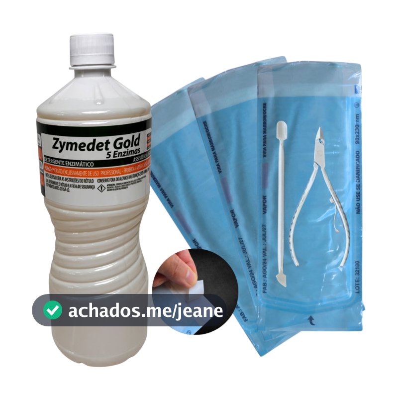 Detergente Enzimático 1L + Envelope Para Esterilização 9x23cm manicure kit