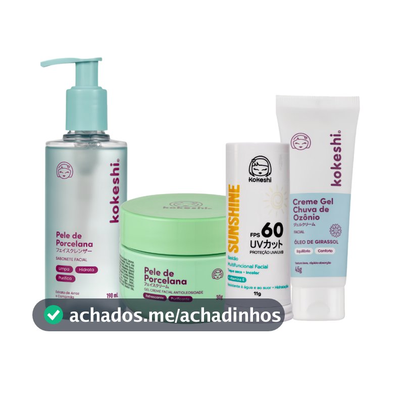 Kit Skincare Antioleosidade e Hidratação 4 Produtos - Kokeshi