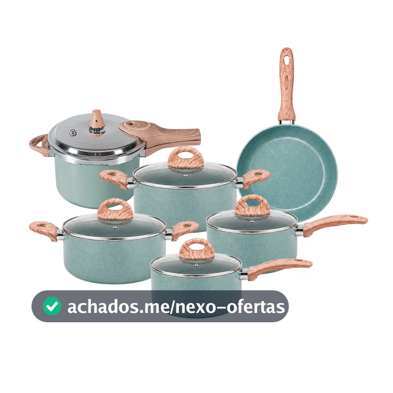 Jogo de Panelas 6pçs Com Panela de Pressão 4,2L Brinox Botanika Revestimento Cerâmico e Indução