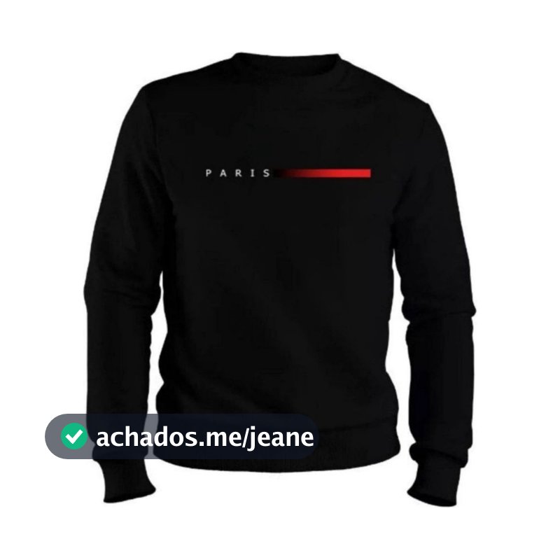 Moletom Masculino Gola Careca Paris Minimalista Blusa Frio Inverno Sem Capuz Casual Algodão