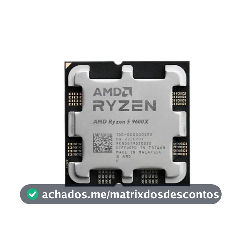 Processador AMD Ryzen 5 9600X, 3.9GHz (5.4GHz Turbo), 6-Cores 12-Threads, AM5 Novo (Sem Caixa ou Cooler)