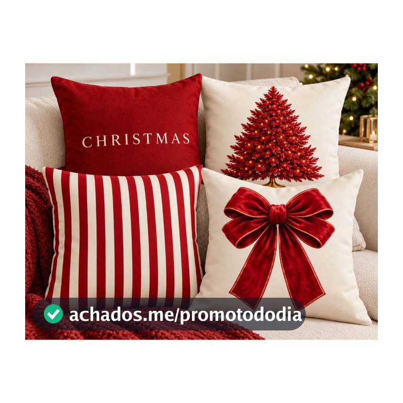 Kit 04 Capa De Almofada 45cm x 45cm Decorativa Natal Areia