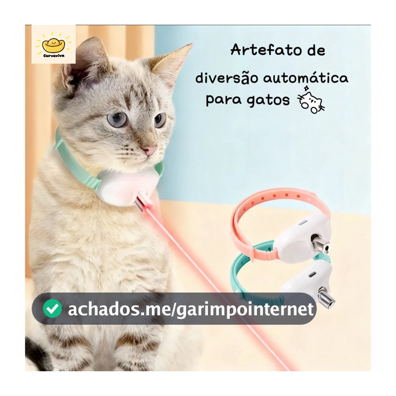 Brinquedo Laser Para Gatos Animais De Estimação USB Coleira c/ LED De Gato Curvaviva