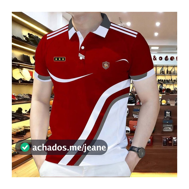 Camisa polo Listrada Masculina , Roupas Casuais De Manga Curta Da Moda , Camiseta Com Estampa Geométrica Solta Estilo Nú