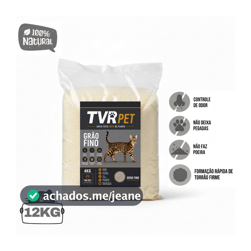 Areia Biodegradável Higiênica 12Kg Para Gato 100% Natural Milho Mandioca