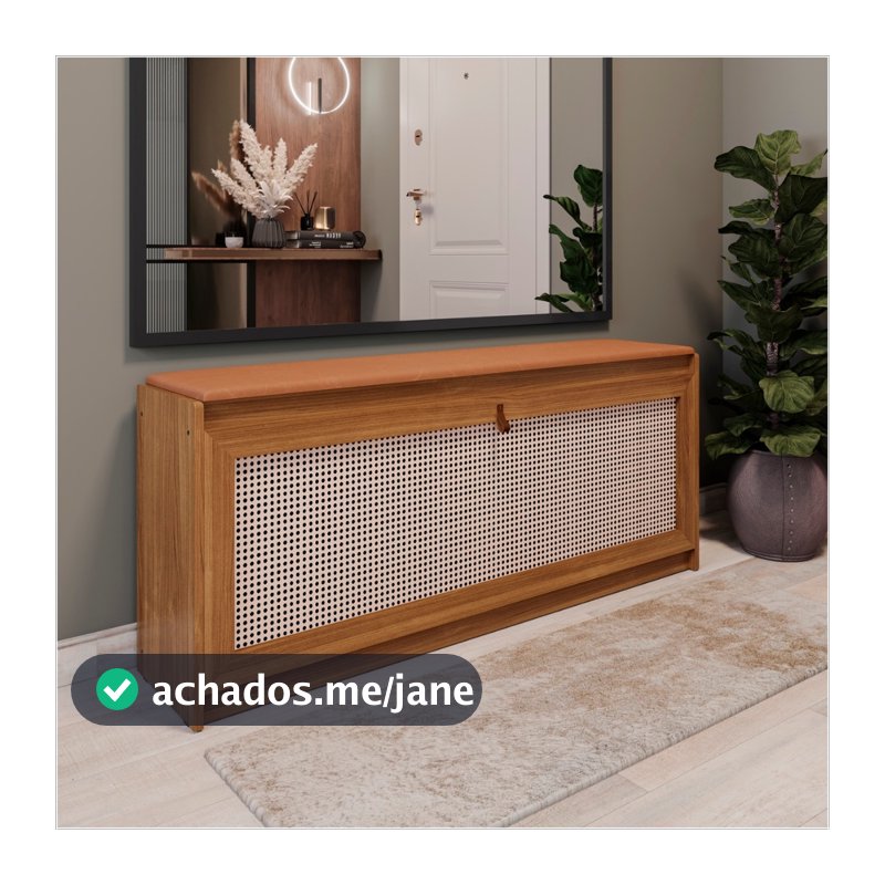 Banco Sapateira 130cm Madeira com Assento Almofadado Corino Organizador para Quarto Ofertamo