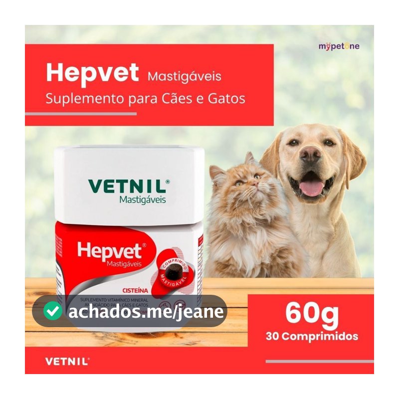 Hepvet Mastigável Vetnil Suplemento para Cães e Gatos - 60g