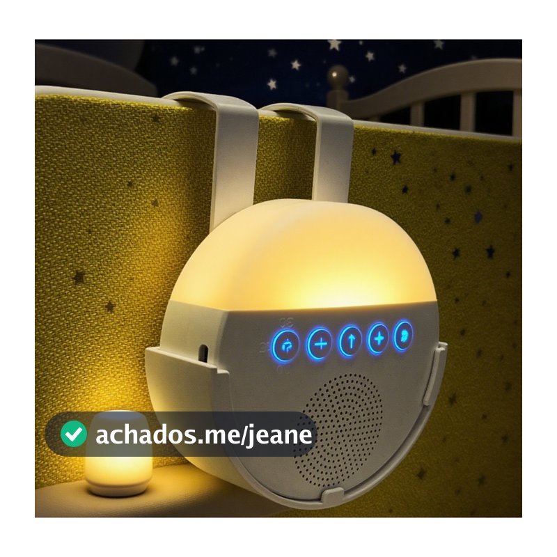 Máquina de Ruído Branco para Bebê com Luz Noturna USB Recarregável para Sono e Relaxamento